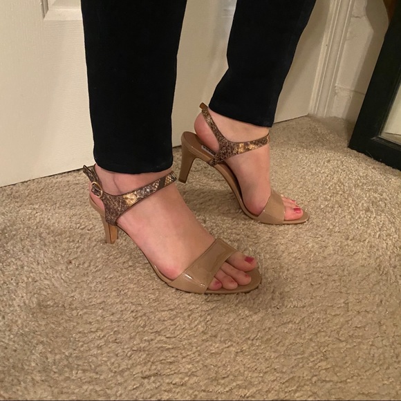 Fratelli Rossetti Tan Sandal Heels Snake Strap 7.5 - Picture 7 of 14